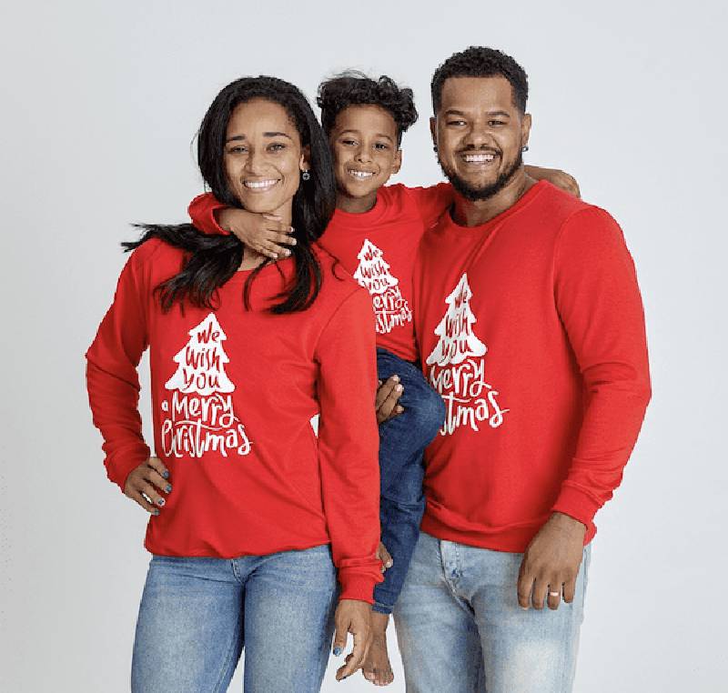 Pull de Noël famille rouge