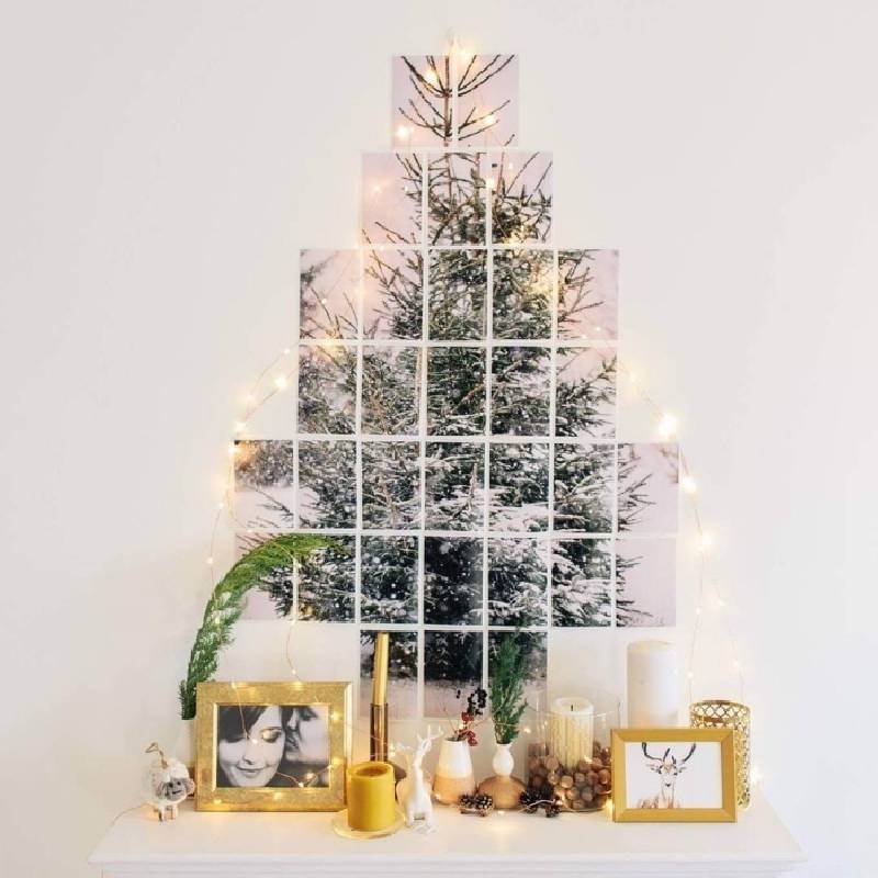 Un collage forme la photo d'un arbre de Noël